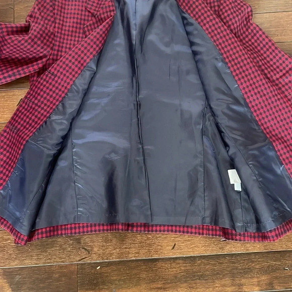 Pendleton Plaid Wool Blazer Vintage 80s 100% Wool Red & Navy Women’s size 10 - Picture 11 of 12